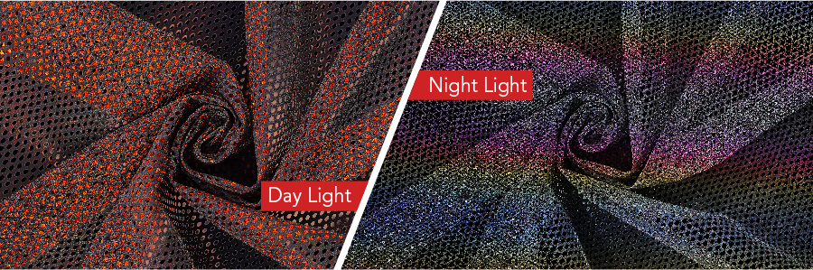 Reflective fabric before and after contrast